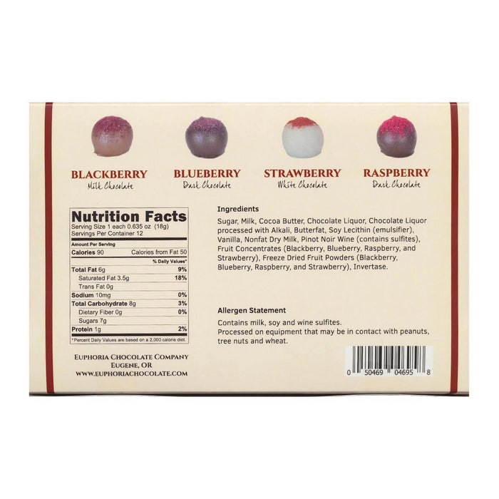 Euphoria Chocolate Oregon Berry Wine Truffle, 12pc