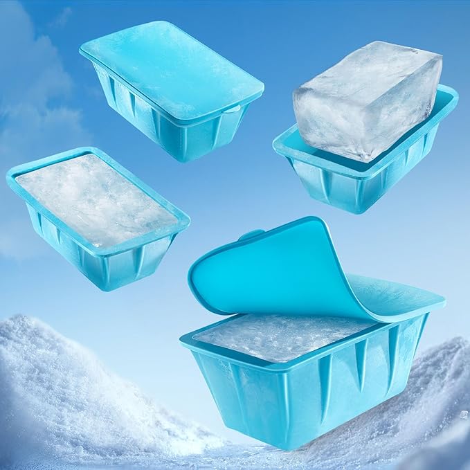 Extra Large Ice Block Mold For Ice Bath, Large Ice Mold for Freezer with Lids - Reusable, Silicone Ice Bath Accessories, Cold Plunge Giant, Ice Blocks for Chiller & Cold Therapy
