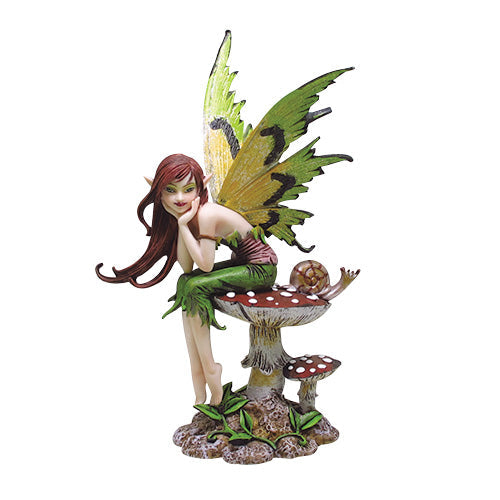 Fairy Sitting on a Mushroom with Snail