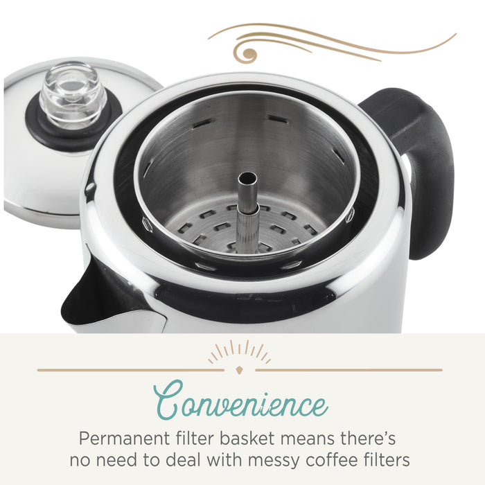 Farberware Classic Stainless Steel Yosemite Coffee Percolator, 8-Cup