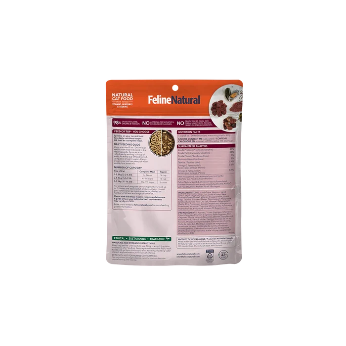 Feline Natural Cat Freeze Dried Food Lamb & Venison Topper