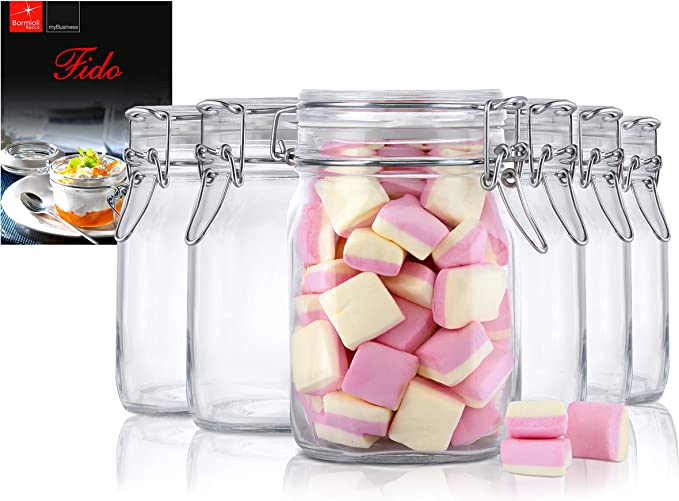 Fido 100 cl Vaso Ermetico Set 6 Pz con Ricettario Fido Bormioli