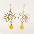 Flower Citrine Drops Threader Earrings