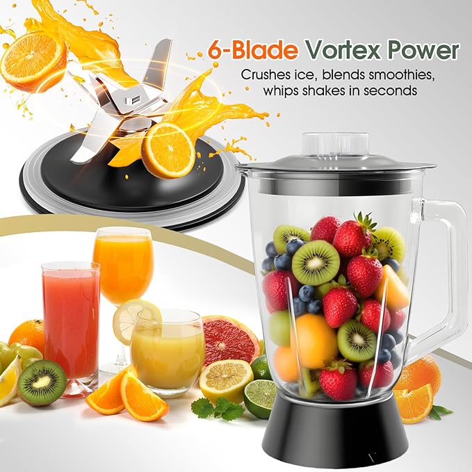 Food Processor and Blender Combo, 88 oz Food Chopper for Meat, Vegetable and Dough, 70 oz 700W Glass Jar Blender with 2 Speeds and Pulse for Smoothie, Nutrient Extractions, and More