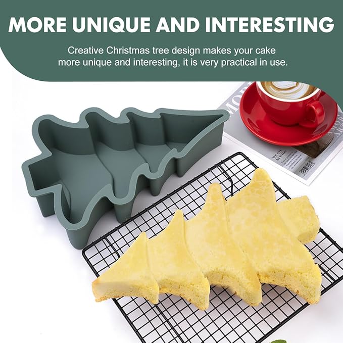 Gatuida Silicone Christmas Tree Cake Mold, Green Non-stick Baking Pan for Diy Holiday Desserts, 11. 81 X 8. 07 X 1. 85 Inches
