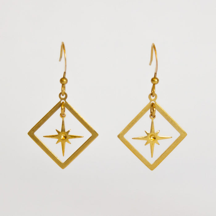 Geometric Diamond Frame Earrings