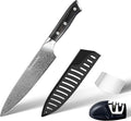 Glowbobo 8 Inch Chef's Knife, High Carbon Stainless Steel Kitchen Knife with Sharpener & Finger Guard, Professional Sharp Cooking Knife for Home & Meat Cutting, with Ergonomic wood Handle and Gift Box