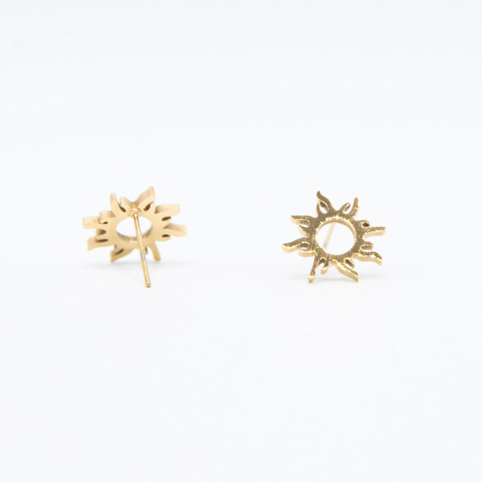 Gold Sun Stud Earrings