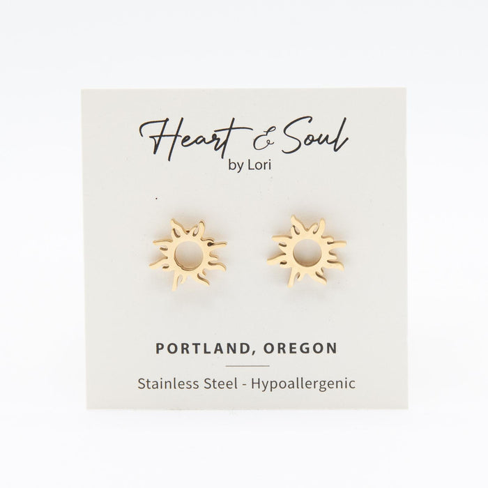 Gold Sun Stud Earrings