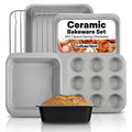 Gotham Steel 6 Pc Stackable Baking Pans Set, 70% Space Saving Design, Ceramic Bakeware Sets Non Toxic Made Without PFOA PFOS, with Cookie Sheet Tray, Cake & Muffin Pans, Oven & Dishwasher Safe