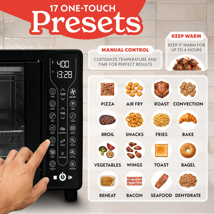 Gourmia Toaster Oven - 6-Slice Capacity, Digital Display, Black