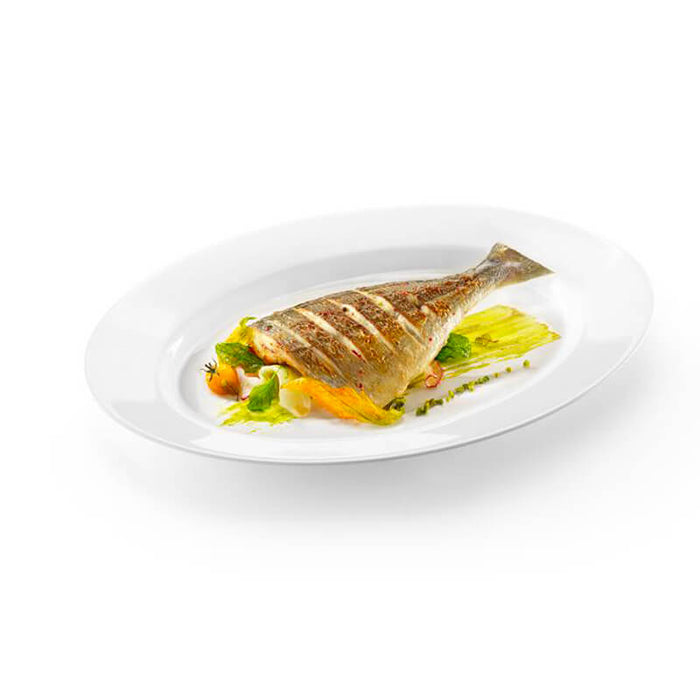Grangusto Piatto Pesce 35 Cm Set 6 Pz In Vetro Opale Bianco