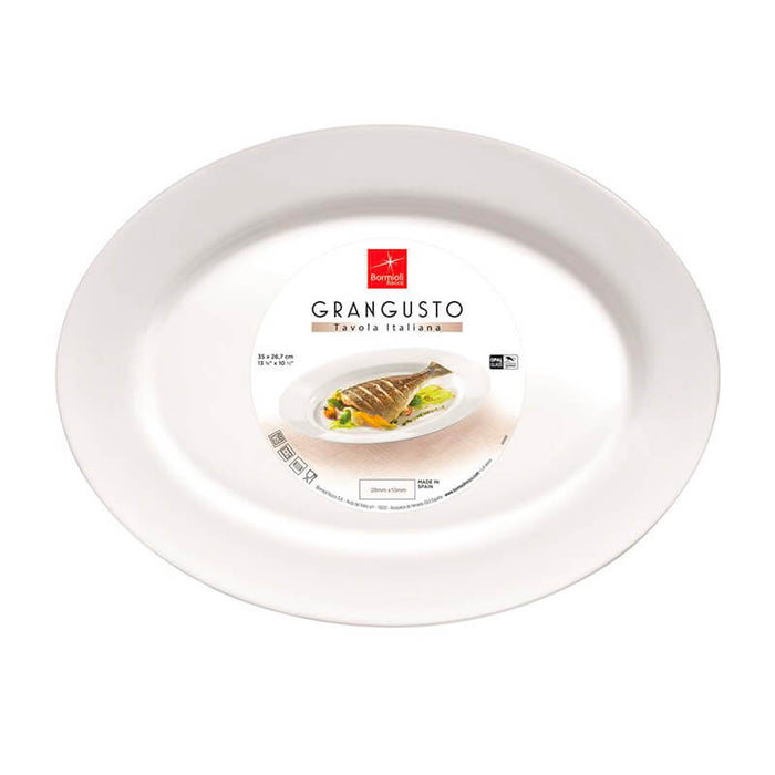 Grangusto Piatto Pesce 35 Cm Set 6 Pz In Vetro Opale Bianco