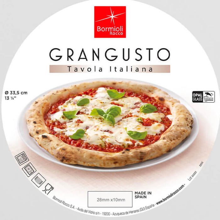 Grangusto Piatto Pizza 33 Cm Set 6 Pz In Vetro Opale Bianco
