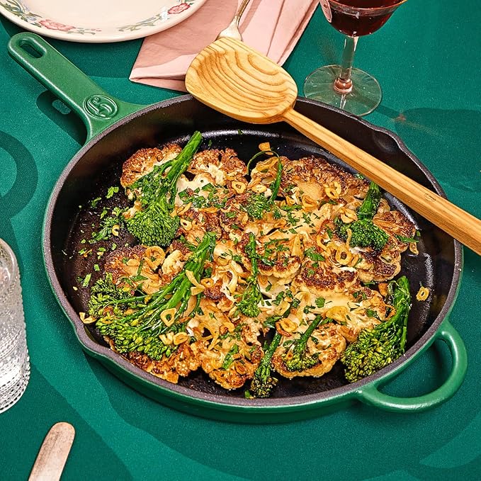 Great Jones 12 Inch Cast-Iron Enameled Skillet (Broccoli) - Safe to 500°F