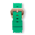 Green Silicone Strap With Rose Gold Buckle designed for men, featuring a vibrant green silicone band and a polished rose gold buckle, bold by design.