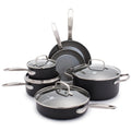 GreenPan Chatham Hard Anodized Healthy Ceramic Nonstick 10 Piece Cookware Pots and Pans Set, Frying Pan Skillets, Saucepans, Saute Pan, Stockpot, Lids, PFAS-Free, Dishwasher & Oven Safe, Gray