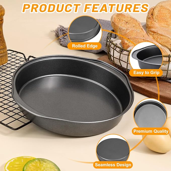 Gymdin 8 Inch Cake Pan - 3PCS Carbon Steel Round Cake Pans with 100 Pieces Parchment Paper, Non-stick & Easy Demolding, Non-toxic & Healthy