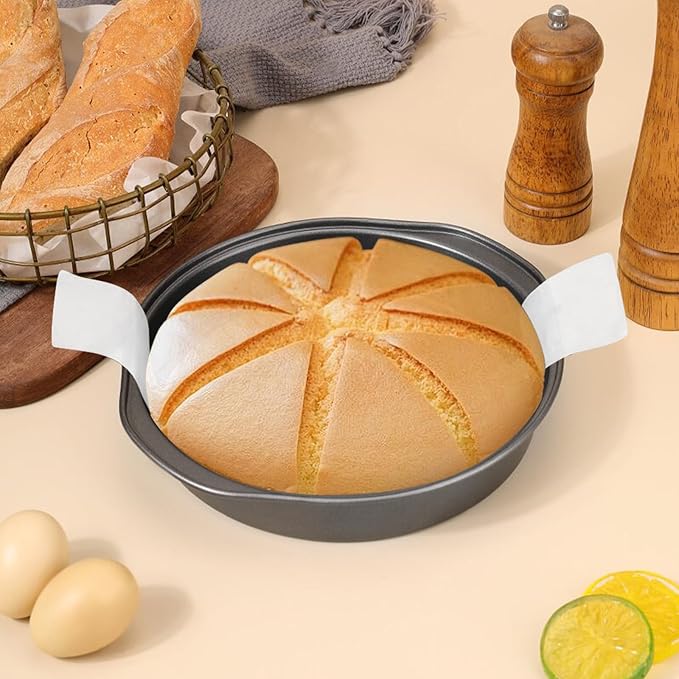 Gymdin 8 Inch Cake Pan - 3PCS Carbon Steel Round Cake Pans with 100 Pieces Parchment Paper, Non-stick & Easy Demolding, Non-toxic & Healthy
