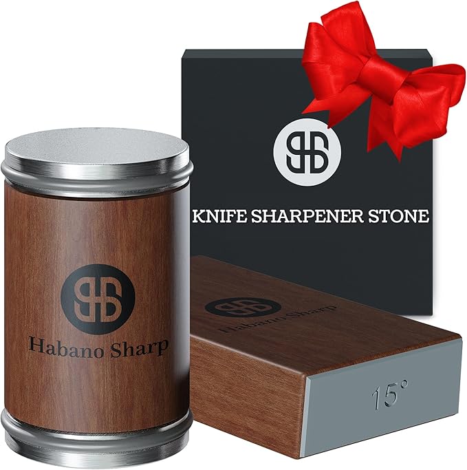 Habano Sharp Rolling Knife Sharpener Kit - Diamond Sharpening Tool for Steel of Any Hardness, Knife Sharpener Stone with 15 & 20 Degree Magnetic Angle Support for Kitchen Knives, Easy to Use(Brown)