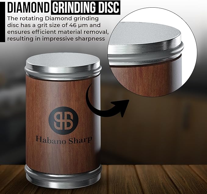 Habano Sharp Rolling Knife Sharpener Kit - Diamond Sharpening Tool for Steel of Any Hardness, Knife Sharpener Stone with 15 & 20 Degree Magnetic Angle Support for Kitchen Knives, Easy to Use(Brown)