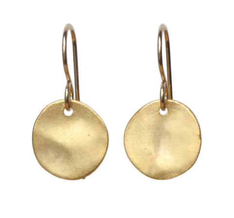 Hammered Gold Viv Round Earrings