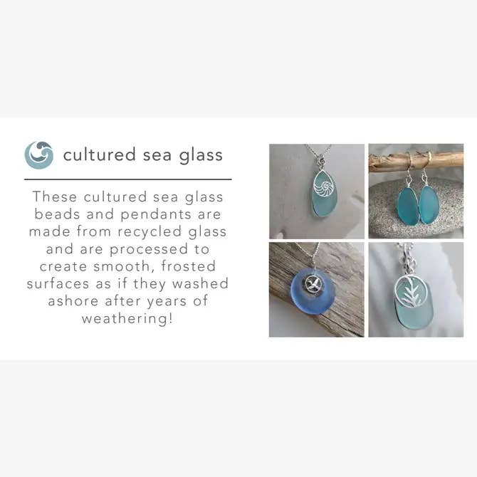 Ocean treasures charm pendant styled with casual summer outfit, emphasizing its unique sea glass craftsmanship and sustainable fashion.