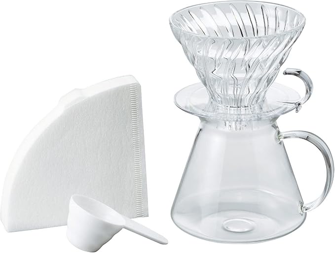 Hario "Simply Hario" V60 Glass Pour Over Coffee Set, Size 02