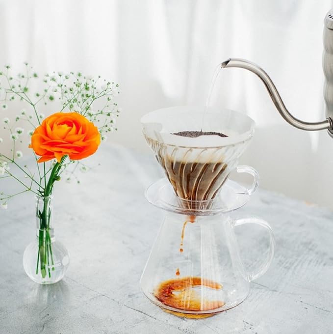 Hario "Simply Hario" V60 Glass Pour Over Coffee Set, Size 02