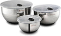 HexClad 3 Piece Stainless Steel Mixing Bowl Set with Vacuum Seal Lids