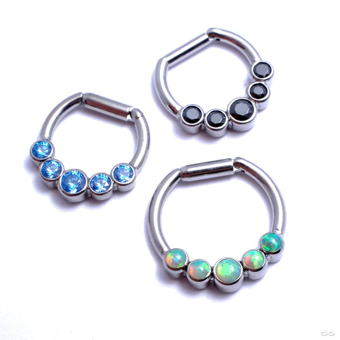 Hinged Ring with Five Bezel-set Gemstones in Titanium from Intrinsic with Assorted Stones