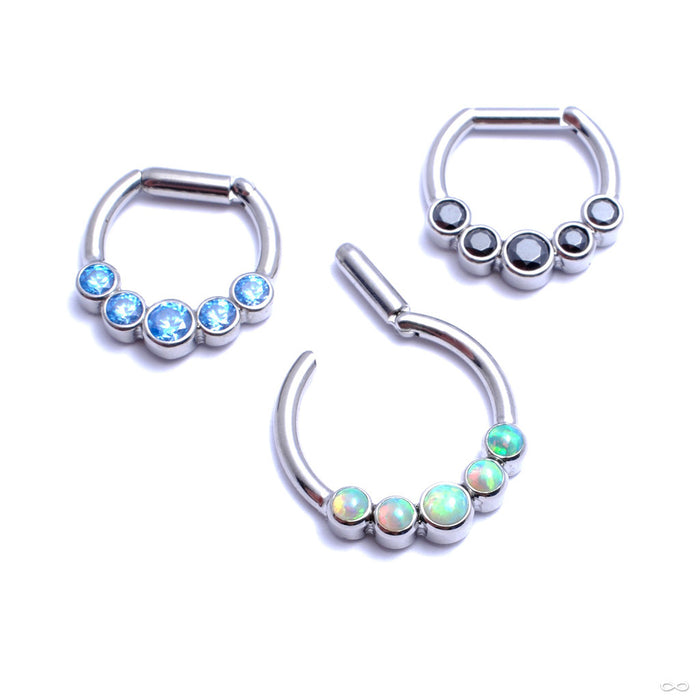 Hinged Ring with Five Bezel-set Gemstones in Titanium from Intrinsic with Assorted Stones