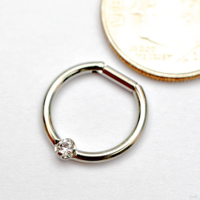 Hinged Ring with Prong-Set Gemstone in Titanium from Intrinsic with Clear CZ