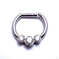 Hinged Ring with Three Prong-set Gemstones in Titanium from Intrinsic with Clear CZ