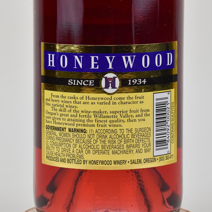 Honeywood Marionberry Fruit Wine back label