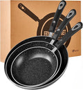 HooJay Nonstick Frying Pan Set-3-Pieces Skillet Set Induction Compatible,8 Inch,9.5 Inch and 11 Inch Omelette Pan with Bakelite Handles