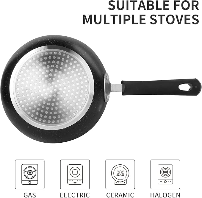 HooJay Nonstick Frying Pan Set-3-Pieces Skillet Set Induction Compatible,8 Inch,9.5 Inch and 11 Inch Omelette Pan with Bakelite Handles