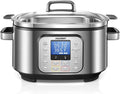 HOUSNAT Slow Cooker 6 Quart 10-in-1 Programmable Stainless Steel Pot