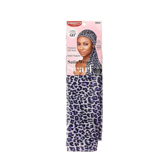 #Hq122 [Purple Leopard] Silky Satin Wrap Scarf 60"X16"