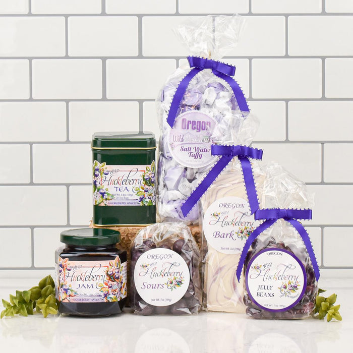 Huckleberry Bliss Gift Basket unboxed
