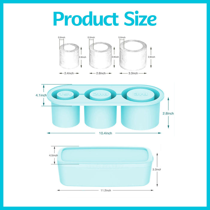 Ice Mold Tray – Round Ice Cube Mold for 40oz Tumbler, Stanley & Hydrojug – Silicone Ice Tray with Storage Bin – Perfect for Cold Drinks & Travel (Yellow)
