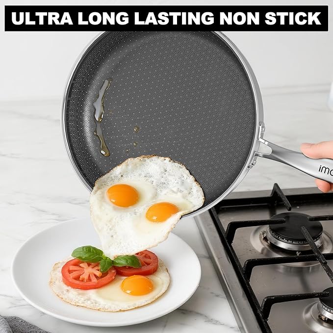 imarku 12" Non Stick Frying Pan with Lid, 5.5-Quart Deep Skillet