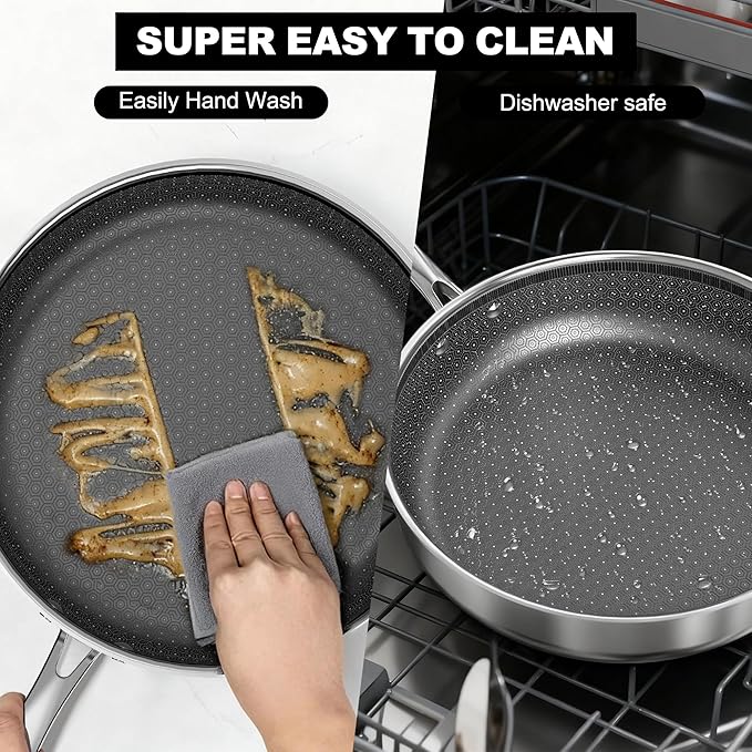 imarku 12" Non Stick Frying Pan with Lid, 5.5-Quart Deep Skillet