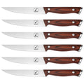 imarku Steak Knives Set of 6, Japanese HC Steel, 5" Serrated, Gift Box