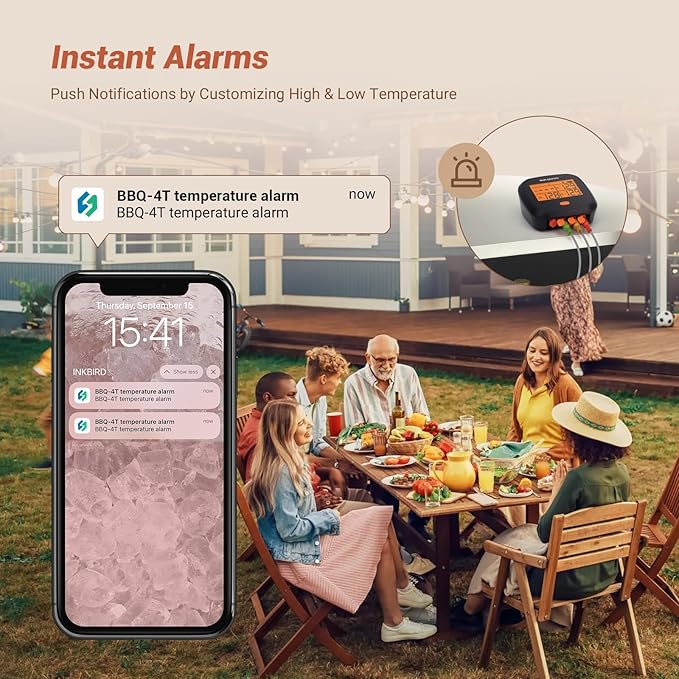 INKBIRD WiFi Meat Thermometer IBBQ-4T, Wireless BBQ Thermometer for Smoker