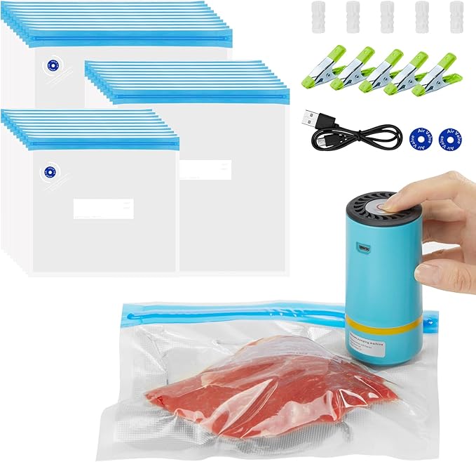 INKBIRD WIFI Sous Vide Cooker Bundle with 30 Sous Vide Bags and Pump,1000 Watts Sous Vide Starter Kits, Recipes on APP,1000W Sous-Vide Machine for Steak and Sous Vide Bags Package