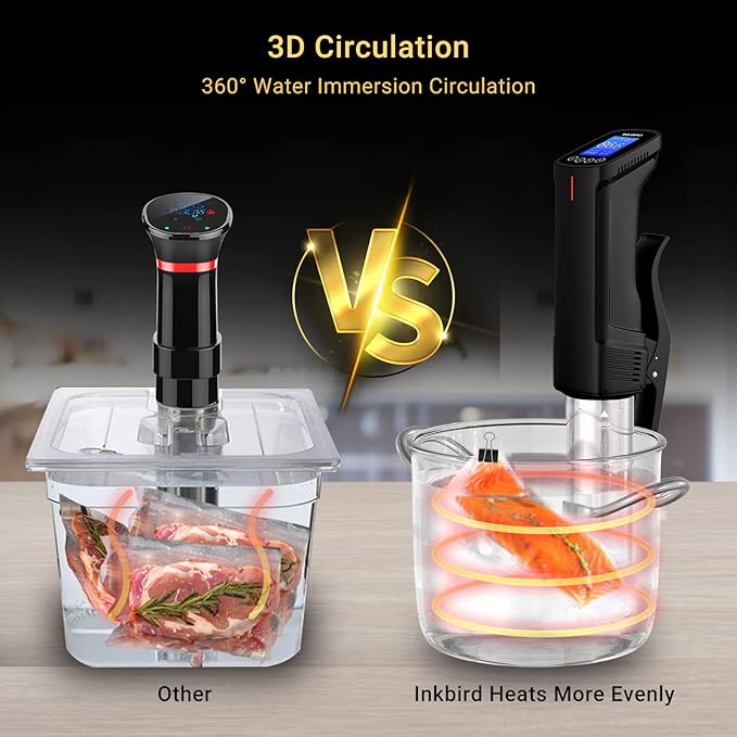 INKBIRD WIFI Sous Vide Cooker Bundle with 30 Sous Vide Bags and Pump,1000 Watts Sous Vide Starter Kits, Recipes on APP,1000W Sous-Vide Machine for Steak and Sous Vide Bags Package