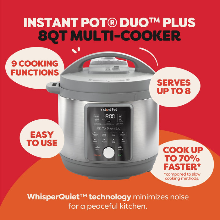 Instant Pot Duo Plus 8 Qt 9-in-1 Electric Pressure Cooker, WhisperQuiet