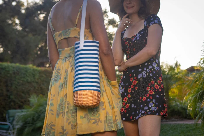 Insulated Canvas and Willow Wine Bottle Tote