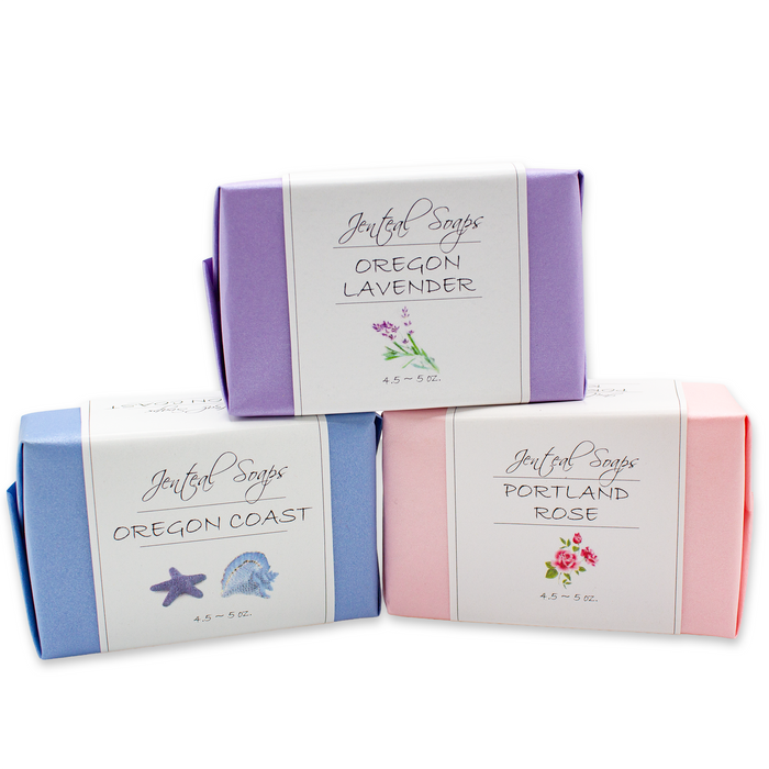 Jenteal, Oregon Soap 3 Bar Gift Bag (Coast, Rose, Lavender)